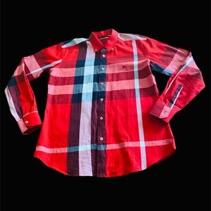 Red Burberry plaid shirt